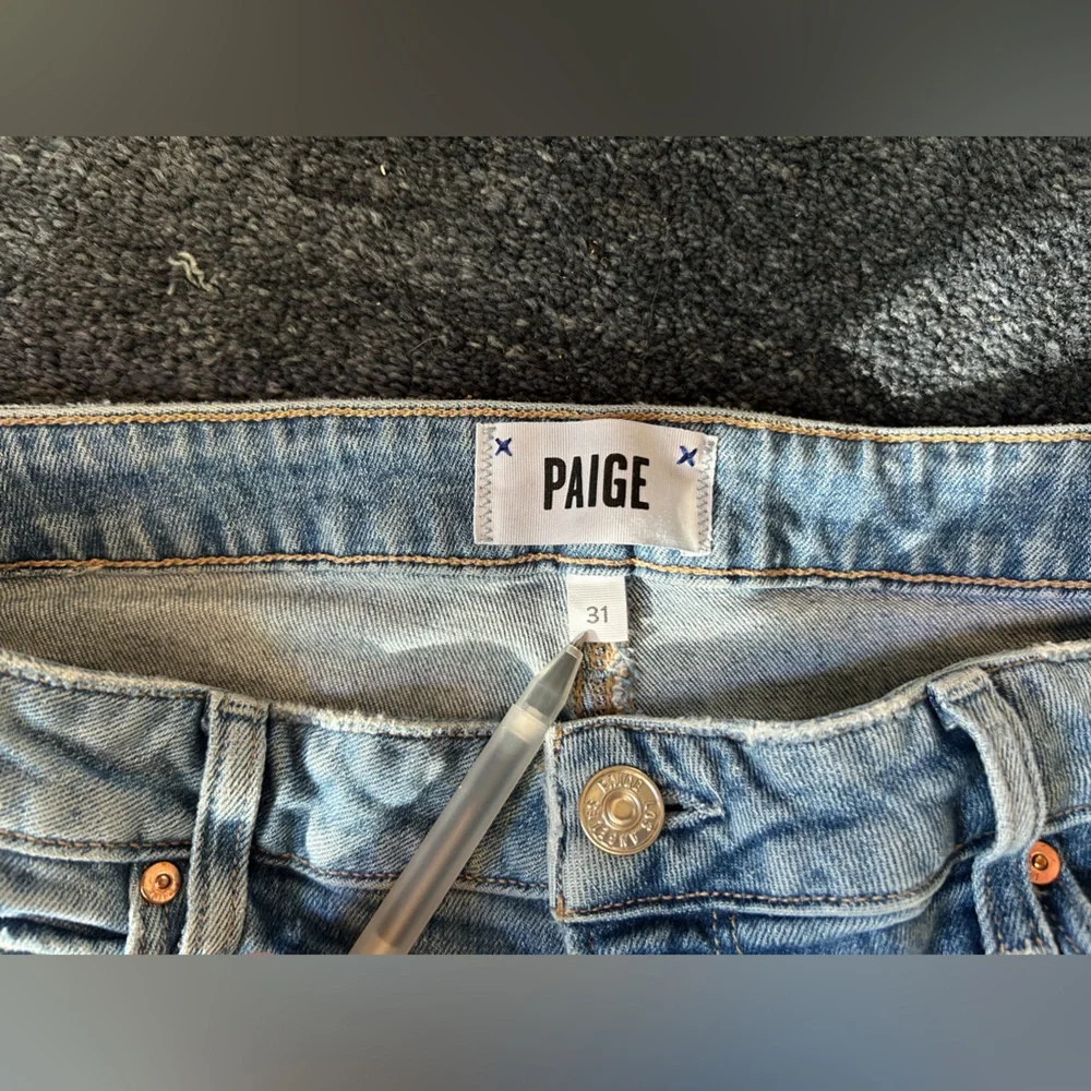 PAIGE Women’s Light Blue Distressed Cropped Jeans - Picture 2 of 8